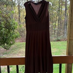 Suzi Chin Sleeveless Midi Dress in Deep Brown